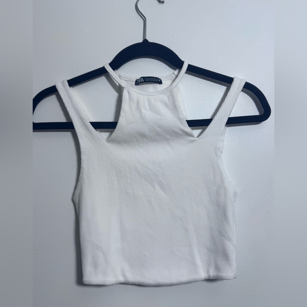 Zara White Halter Tank Top